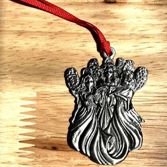 Wallace Silversmiths Pewter 3 Angels Ornament New In Box - Picture 5 of 6